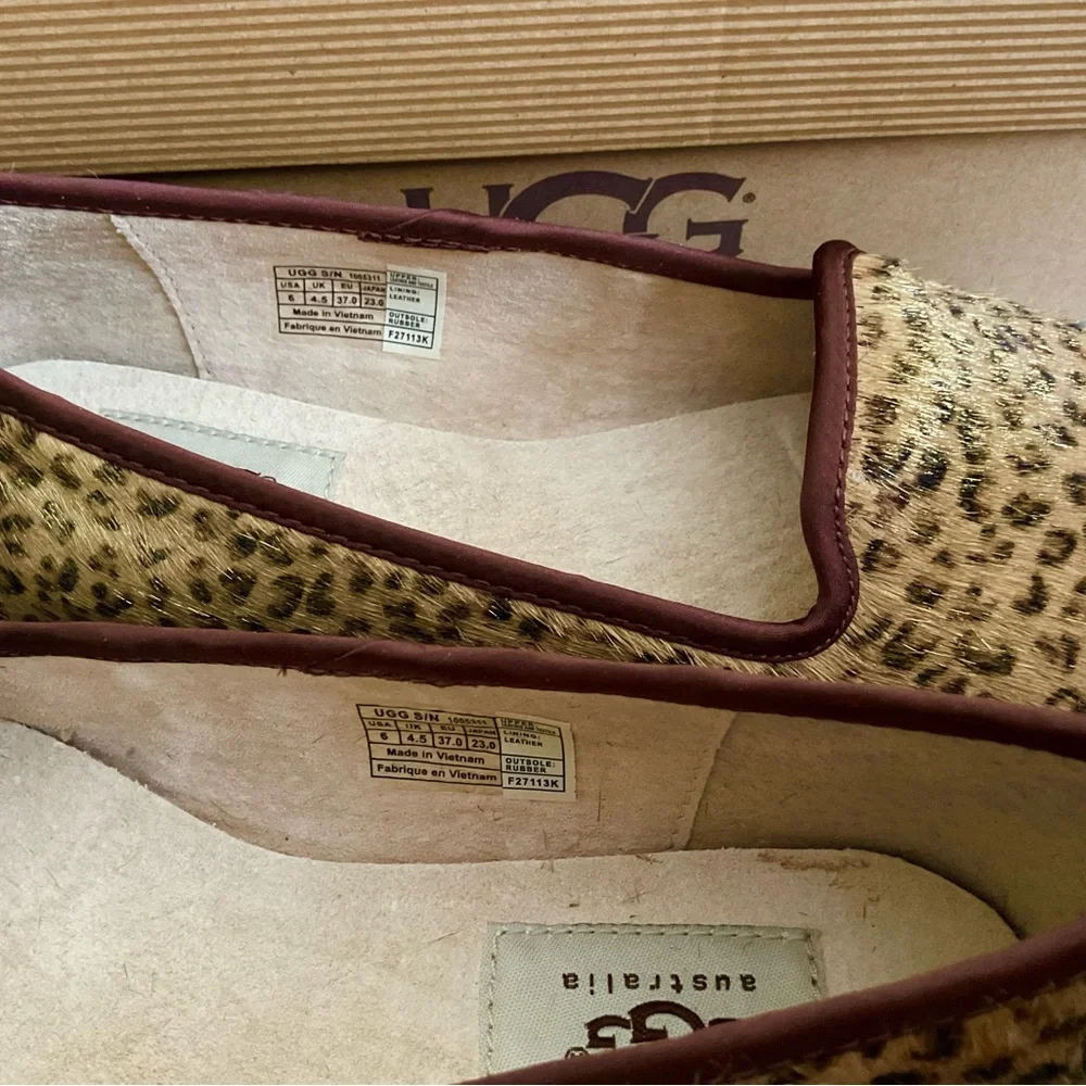 UGG ALLOWAY METALLIC LEOPARD CALF HAIR Ballet Flats Shoes NEW - Picture 10 of 15